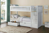 Galen White Twin/Twin Reversible Step Storage Bunk Bed | B2053 - Olivia Furniture