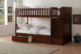 Rowe Cherry Twin/Twin Reversible Step Storage Bunk Bed - Olivia Furniture