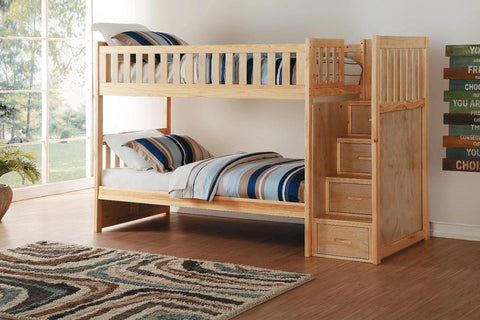 Bartly Pine Twin/Twin Reversible Step Storage Bunk Bed | B2043 - Olivia Furniture
