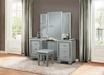Allura Silver Vanity Set with Stool - Olivia Furniture