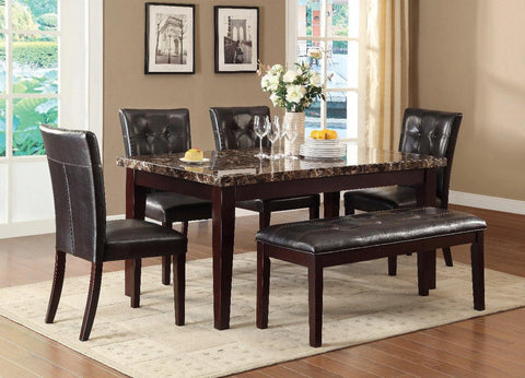 Teague Brown Faux Marble Dining Set | 2544 - Olivia Furniture