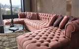 Lauren Velvet Pink Double Chaise Sectional - Olivia Furniture