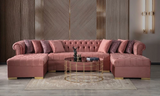 Lauren Velvet Pink Double Chaise Sectional - Olivia Furniture