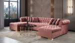 Lauren Velvet Pink Double Chaise Sectional - Olivia Furniture