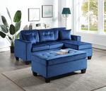 Naomi Blue Reversible Sectional & Ottoman - Olivia Furniture