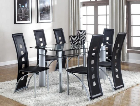 Echo Black Glass-Top Dining Set - Olivia Furniture