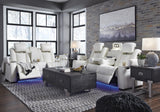 Party Time White LED Power Reclining Living Room Set with Adjustable Headrest - Olivia Furniture