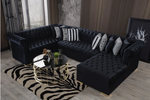 Luxen Velvet Black RAF Chaise Sectional - Olivia Furniture