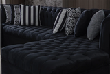 Luxen Velvet Black RAF Chaise Sectional - Olivia Furniture