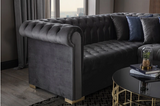 Luxen Velvet Gray RAF Chaise Sectional - Olivia Furniture