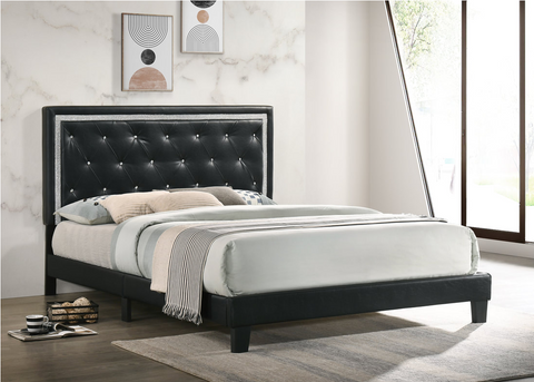 HH900 Black Pu Twin Size Bed - Olivia Furniture