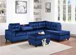 22Heights Sectional Storage Ottoman Blue Velvet - Olivia Furniture