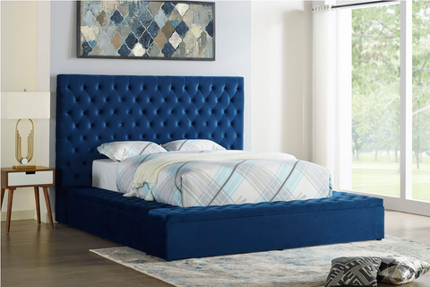 Paris Blue Platform Bed King Size Bed - Olivia Furniture