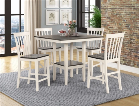 Brody White/Gray 5-Piece Counter Height Set - Olivia Furniture