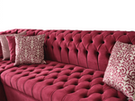 Lauren Velvet Maroon Double Chaise Sectional - Olivia Furniture