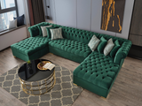 Lauren Velvet Green Double Chaise Sectional - Olivia Furniture