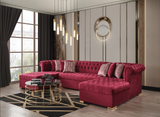 Lauren Velvet Maroon Double Chaise Sectional - Olivia Furniture