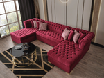 Lauren Velvet Maroon Double Chaise Sectional - Olivia Furniture