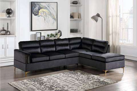 Vogue Black Velvet Sectional - Olivia Furniture