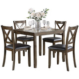 Hazel 5 Piece Wooden Dining Set in Charcoal Brown - Olivia Furniture