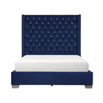 Velvet Queen Size Bed Blue | SH228BLU - Olivia Furniture