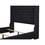 Velvet Queen Size Bed Black | SH228BLK - Olivia Furniture