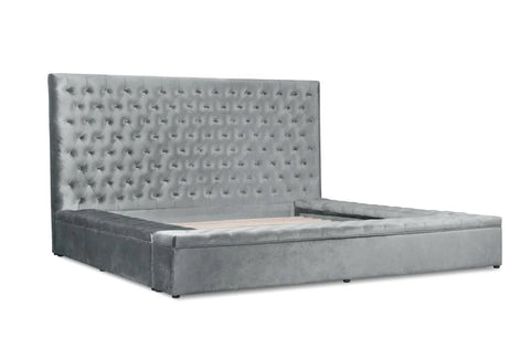 Prague Gray Velvet King Upholstered Storage Platform Bed l SH250GRYK