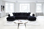 Kim Black Velvet Double Chaise Sectional - Olivia Furniture