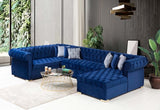Luxen Velvet Blue RAF Chaise Sectional - Olivia Furniture
