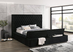 Paris Black Velvet King Storage Platform Bed - Olivia Furniture