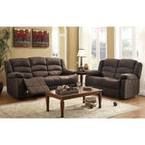 Greenville Dark Brown Fabric Reclining Set Sofa  & Loveseat | 8436DBR - Olivia Furniture