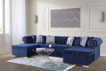 Larry Velvet Navy Double Chaise Sectional - Olivia Furniture