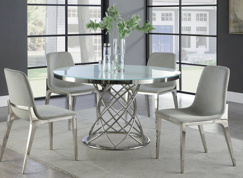 Irene 5-Piece Round Glass Top Dining Set White And Chrome