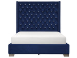 Franco Blue Velvet King Upholstered Bed l SH228KBLU
