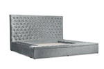 Prague Gray Velvet Queen Upholstered Storage Platform Bed