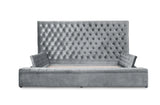 Prague Gray Velvet King Upholstered Storage Platform Bed l SH250GRYK