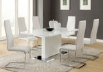 T-Shaped Pedestal Dining Table Glossy White