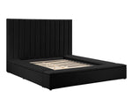 France Black Velvet Queen Storage Platform Bed - Olivia Furniture