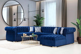 Luxen Velvet Blue RAF Chaise Sectional - Olivia Furniture