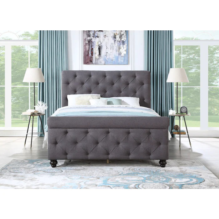 SH290 Upholstered Bed Frame With Tufted Headboard Footboard