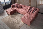 Lauren Velvet Pink Double Chaise Sectional - Olivia Furniture