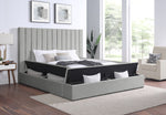 France Gray Velvet King Storage Platform Bed - Olivia Furniture