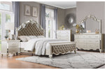 Ever Upholstered Panels Bedroom Set Champagne Fnish - Olivia Furniture