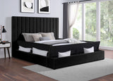 France Black Velvet Queen Storage Platform Bed - Olivia Furniture
