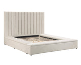 France Beige Velvet Queen Storage Platform Bed - Olivia Furniture