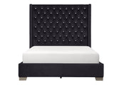 Franco Black Velvet King Upholstered Bed