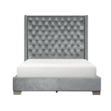 Velvet Queen Size Bed Gray | SH228GRY - Olivia Furniture