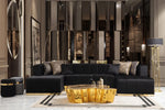 Elisha Velvet Black Double Chaise Sectional - Olivia Furniture
