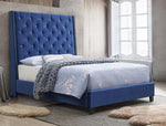 Chantilly Blue Velvet Upholstered Queen Bed - Olivia Furniture