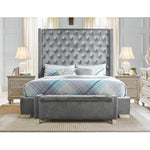 Velvet Queen Size Bed Gray | SH228GRY - Olivia Furniture